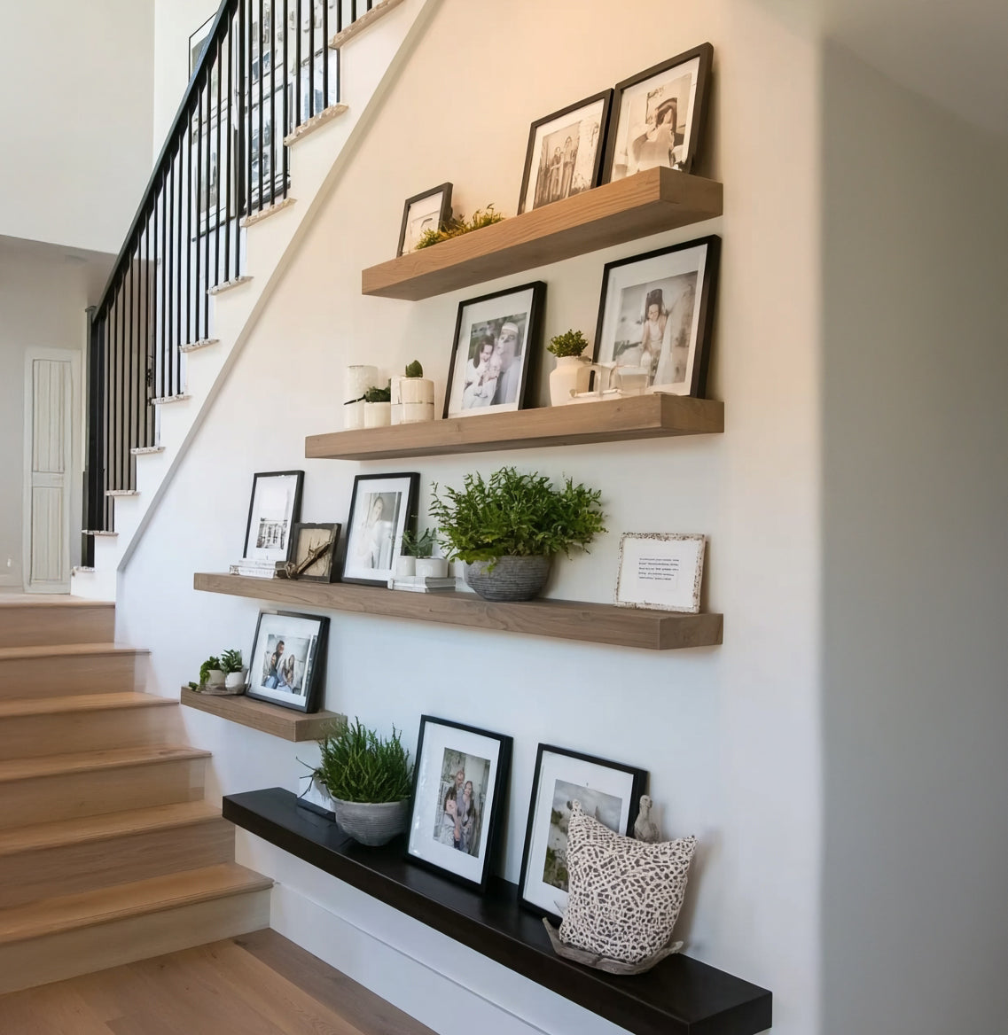 Natural Walnut Live Edge Floating Shelves – Rustic Solid Wood Wall Shelves