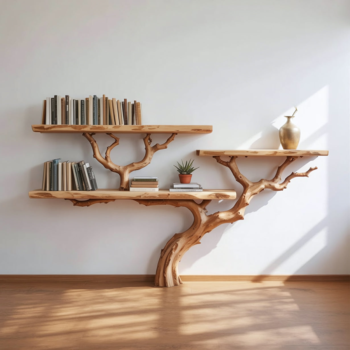 Bibliothèque Arbre sur Pied en Bois Massif – Live Edge