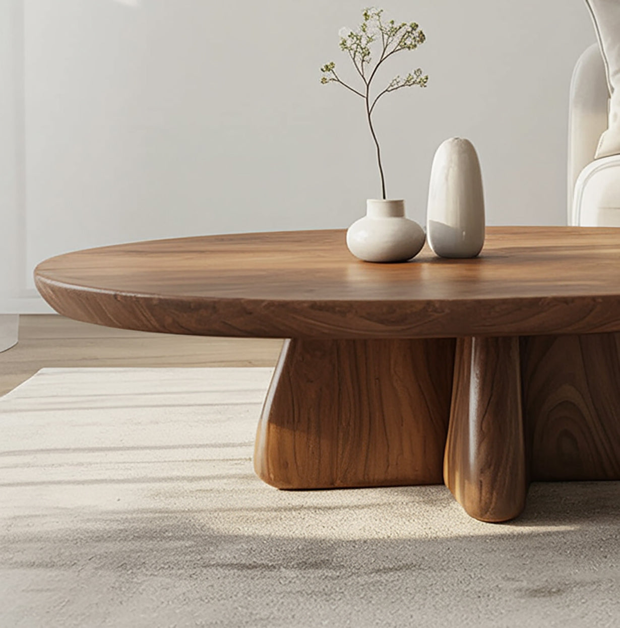Table Basse Organique en Bois Massif Live Edge Artisanale