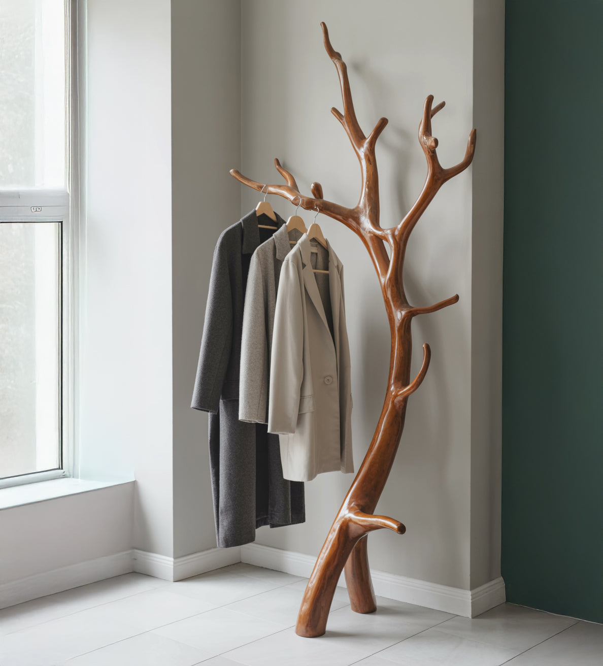 Solid Wood Tree Hanger Stand – Handmade Branch Coat Rack for Entryway & Bedroom